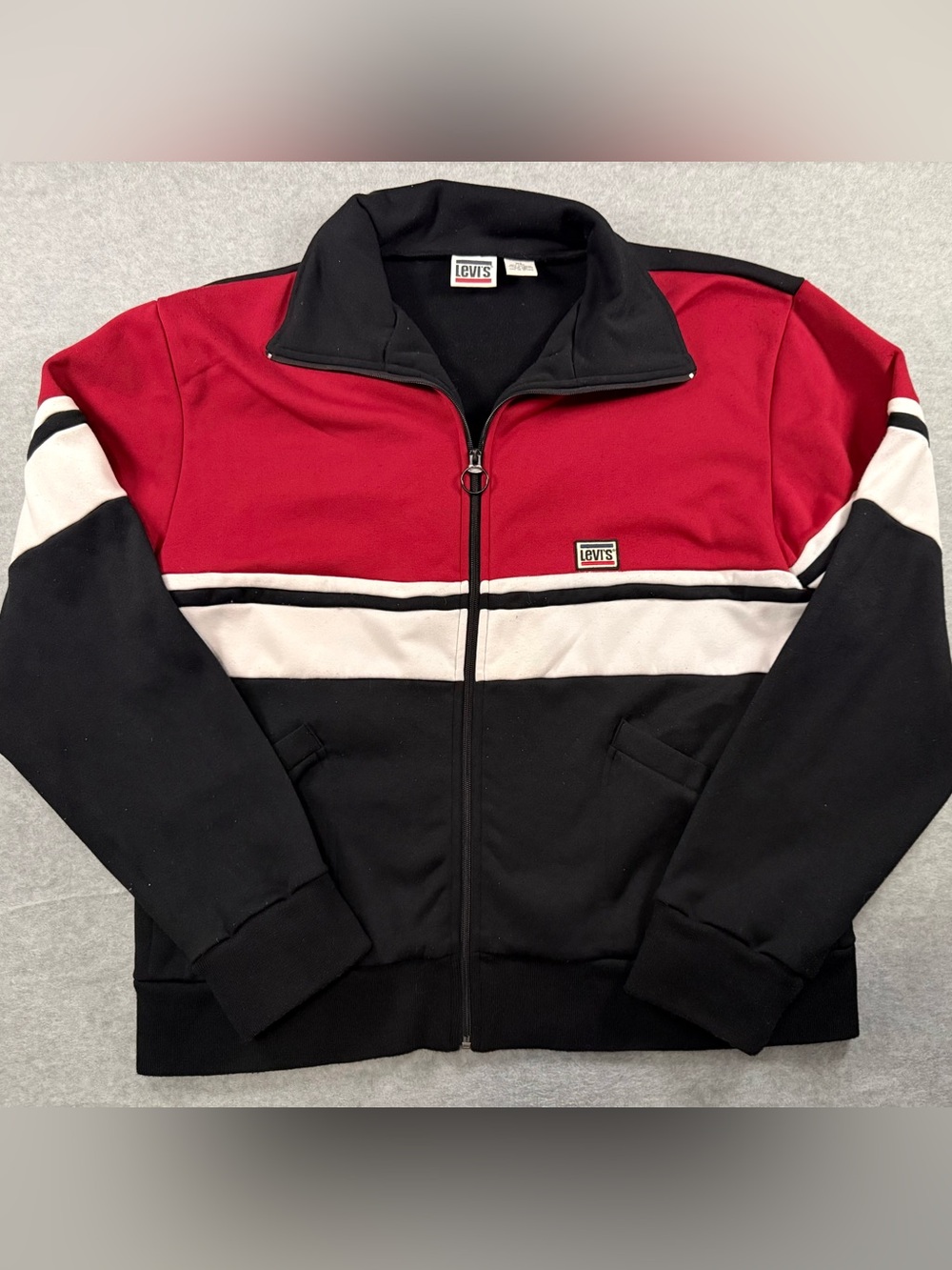 Levi's Red, Black & White Colorblock Zip Jacket